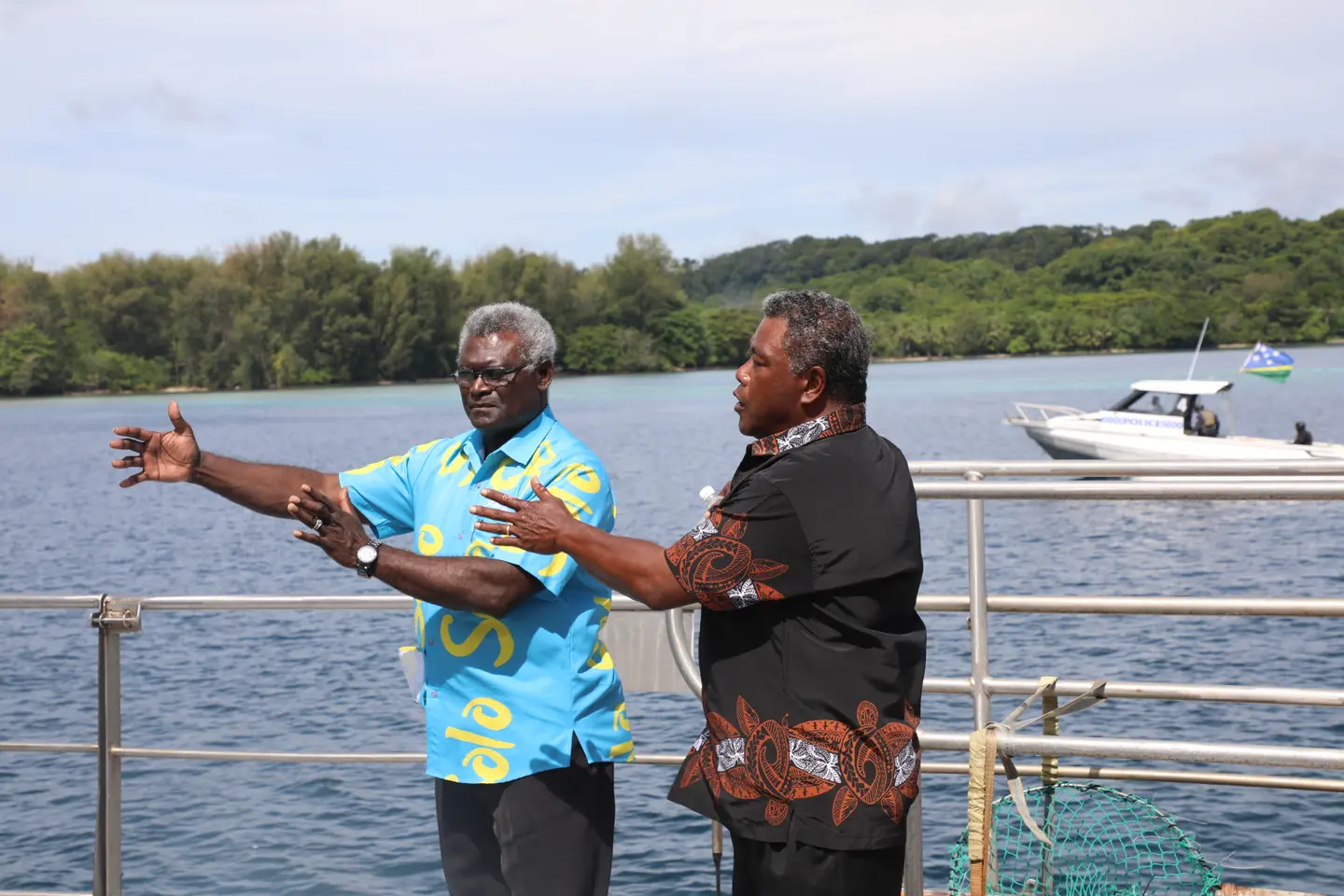 PM Sogavare and MP for Shortlands Hon Chris Laore during the PMs visit to Shortlands in February this year.