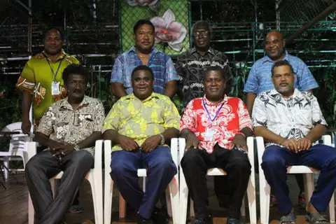Minister Tome, sitting at the centre, with the Provincial Premiers at the welcome function.