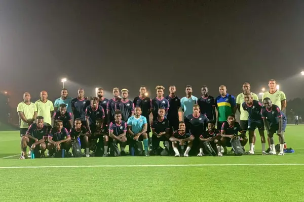 Their first training session in Qatar after their arrival from Brisbane.