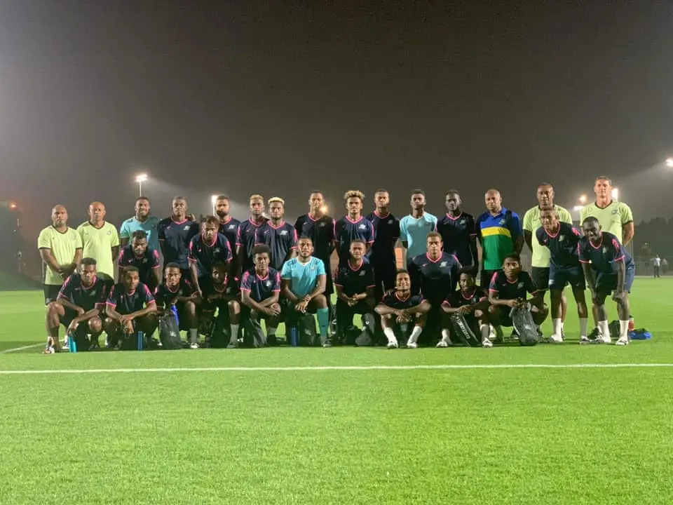 Their first training session in Qatar after their arrival from Brisbane.