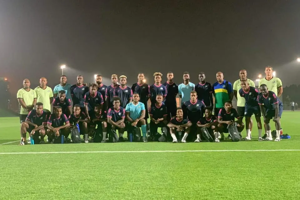 Their first training session in Qatar after their arrival from Brisbane.
