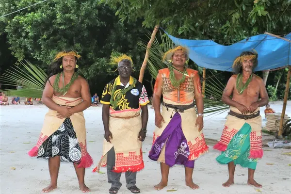 Prime Minister Sogavare and the three Chiefs (Nga-riki) of Tikopia.