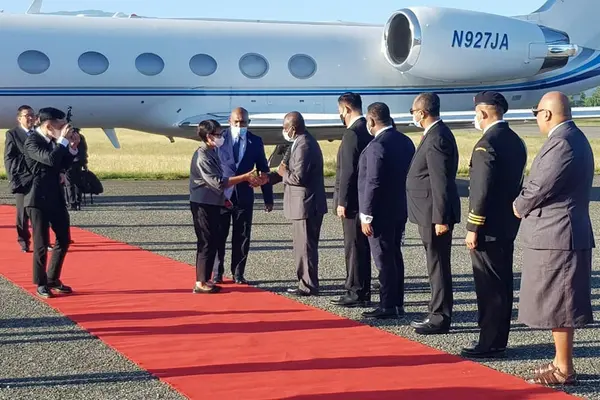 H.E Retno Marsudi on her arrival in Honiara earlier today.