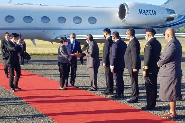 H.E Retno Marsudi on her arrival in Honiara earlier today.