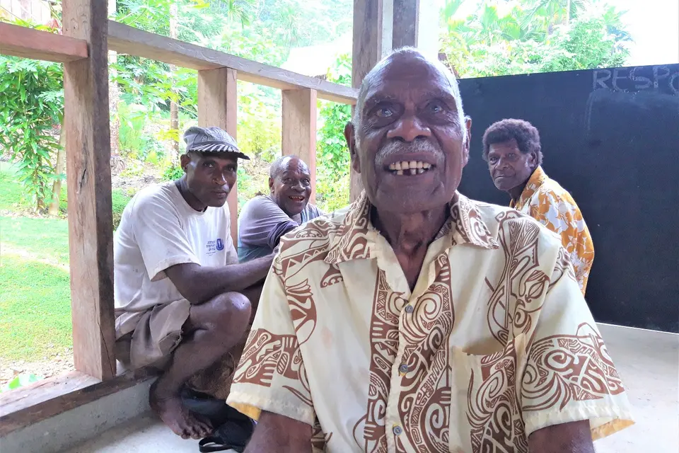 Village elder Francis Ibi of Riva community in South Guadalcanal.