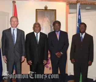 Ambassador Andreae, Sir Frank Kabui, Acting Foreign Minister Snyder Rini and PS Foreign Affairs George Hiele.