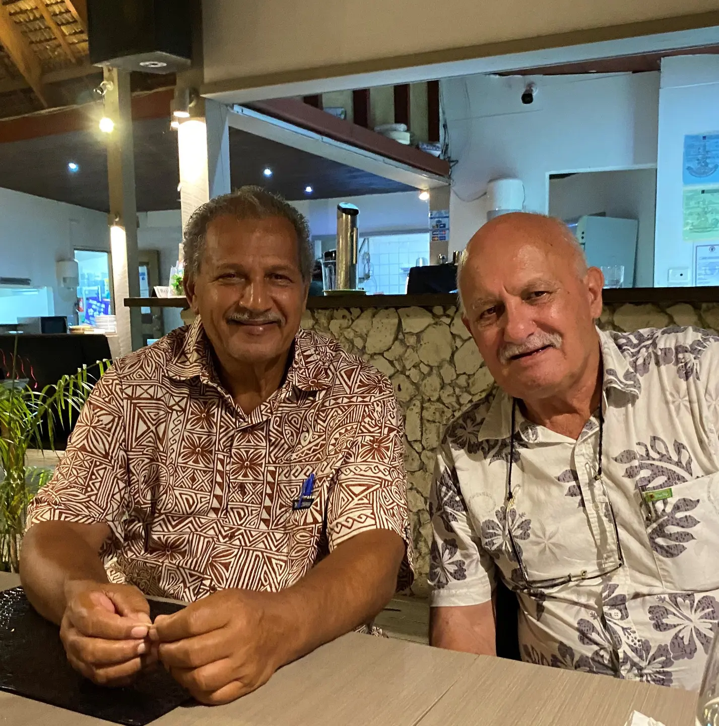 Newly appointed CEO of Air Vanuatu Mr. Joseph Laloyer (L) and Solomon Airlines CEO Mr. Gus Kraus met in Port Vila.