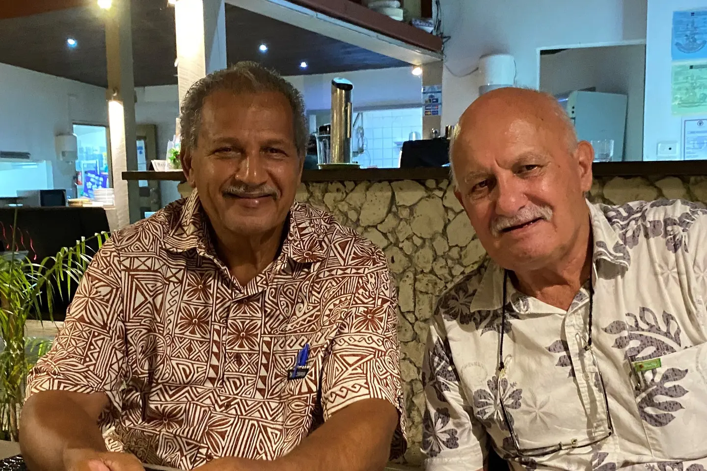 Newly appointed CEO of Air Vanuatu Mr. Joseph Laloyer (L) and Solomon Airlines CEO Mr. Gus Kraus met in Port Vila.