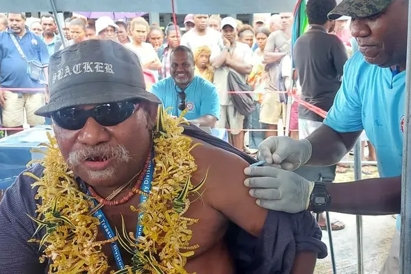 As part of building confidence around COVID-19 vaccines, acting Premier and Deputy Premier Hon. Randle Sifoni gets his first COVID-19 jab