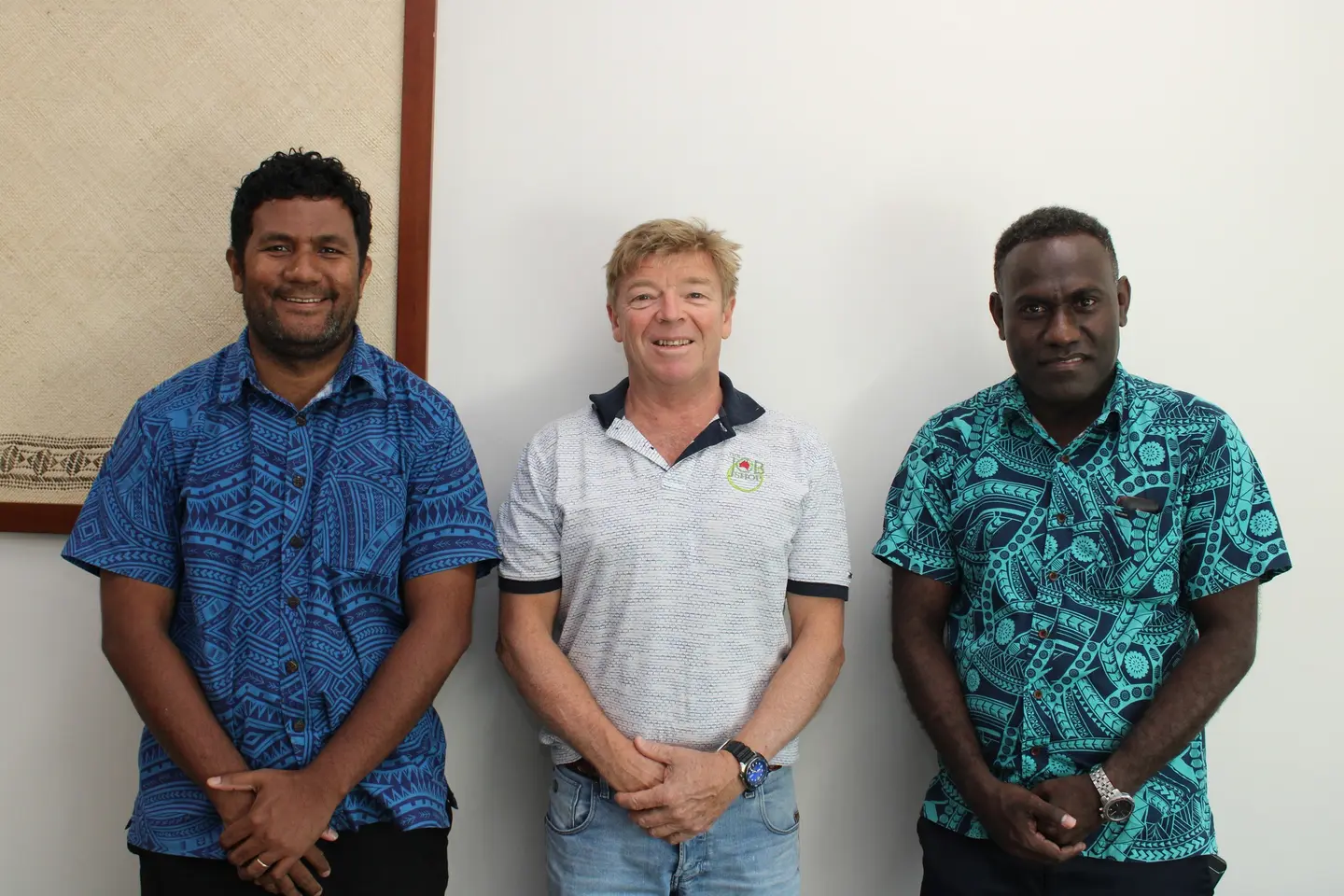 Ministry of Foreign Affairs and External Trade’s, Trade Commissioner, Barrett Salato (Right) with Andrew Coldbeck of The Job Shop and PLF Labour Mobility Engagement Manager- SI, David Ramosaea.