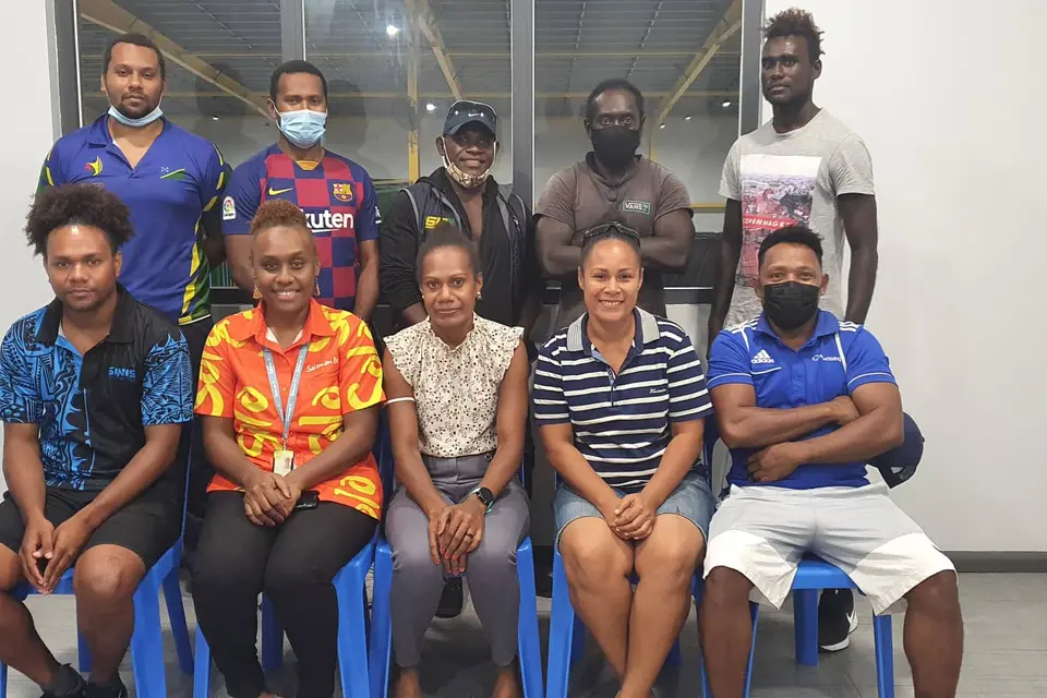 SINIS High-Performance newly formed Athlete Advisory Group (AAG) members with the SINIS HP Wellbeing & Lifestyle Coordinator Paul Taka (sitting far left).