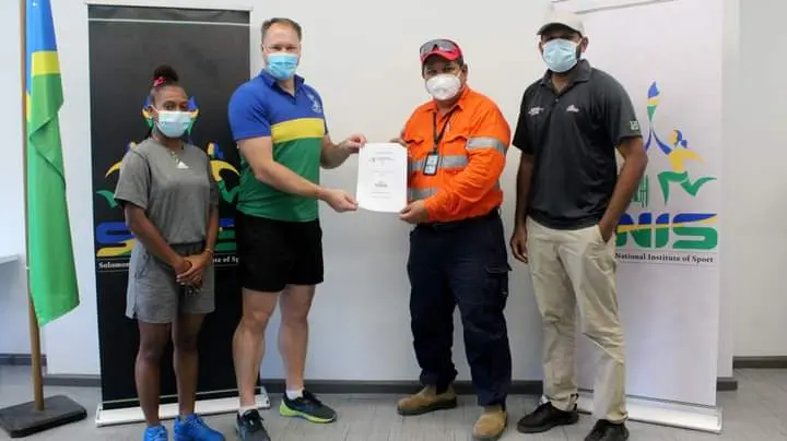 (L-R) SINIS Performance Manager Amanda Korinihona, SINS Executive Director Aaron Alsop, SIBF President Cyril Rachman and SIBF executive member, Timmy Magi.