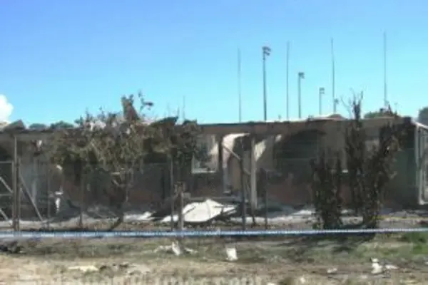 Members of the crowd threw rocks onto the field and set fire to the football administration building following a ruling by the referee against the Malaita team.