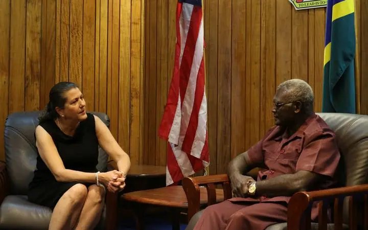 U.S. ambassador to Papua New Guinea, Solomon Islands and Vanuatu, Erin McKee, during a visit to the Solomon Islands.