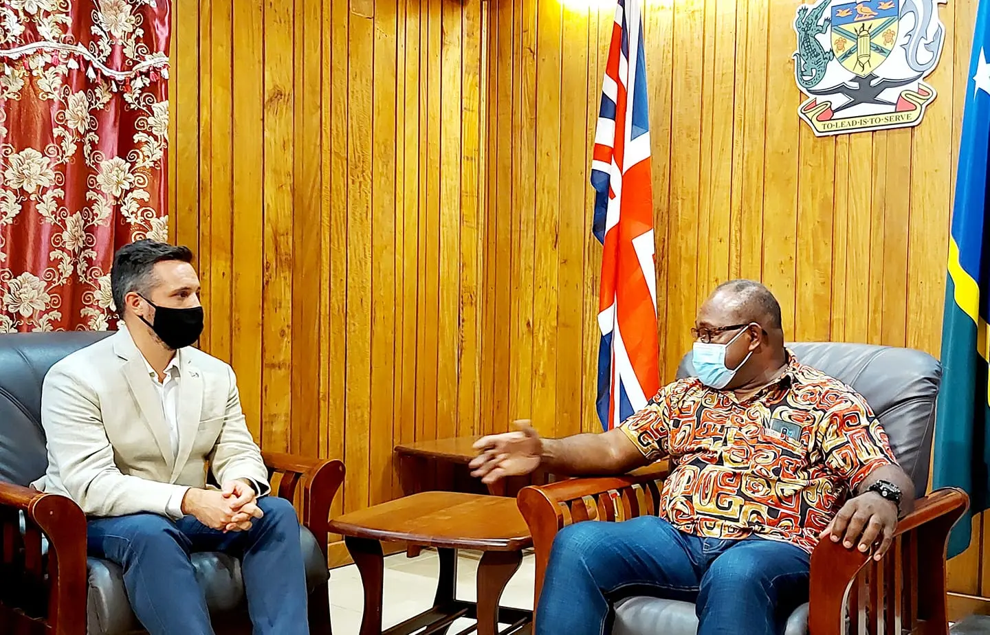 H.E Thomas Coward meets with the acting Prime Minister Hon. Manasseh Maelanga.