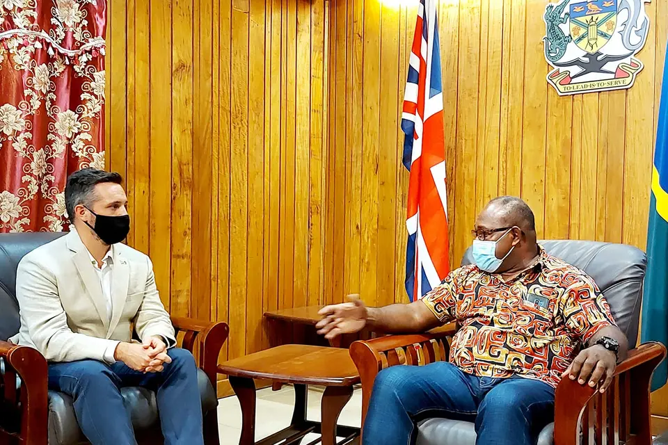 H.E Thomas Coward meets with the acting Prime Minister Hon. Manasseh Maelanga.