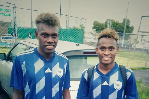 Leon Kofana and Raphael Lea’i in Melbourne for their two-week-long trial.