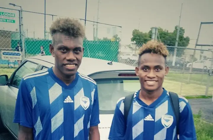 Leon Kofana and Raphael Lea’i in Melbourne for their two-week-long trial.