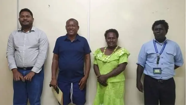 From left: Daniel Fenua (Director- RIPEL Cabinet Sub- Committee), Hon. Chachabule Amoi (Chairman- RIPEL- Cabinet Sub- Committee), Freda Unusi ( Cabinet Sub-Committee Secretariat), Kedson Ago ( National Consultant for PIMEU's Resource Sector) .