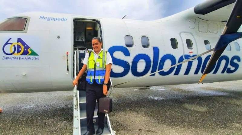 Her first flight as a Dash 8 Captain in Command took place today Tuesday 3 January, on the Santa Cruz to Honiara route, operating with Captain Geoff Posala.