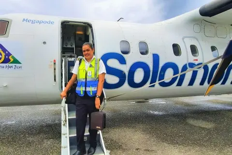 Her first flight as a Dash 8 Captain in Command took place today Tuesday 3 January, on the Santa Cruz to Honiara route, operating with Captain Geoff Posala.