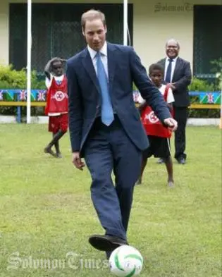 The Duke of Cambridge's first kick tucked the ball into the bottom right corner, sending the crowd at the Commonwealth Youth Conference in Honiara into spasms of delight.