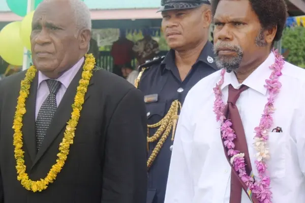 The Governor General Sir Frank Kabui with the Premier of Temotu Province, Fr. Brown Beu.
